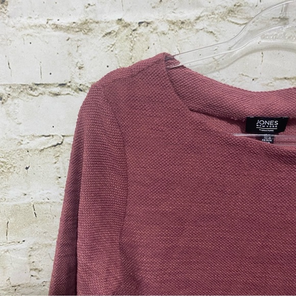 NWT Jones New York Rose Pink 3/4 Sleeve Tie Hem Textured Top - Picture 3 of 6